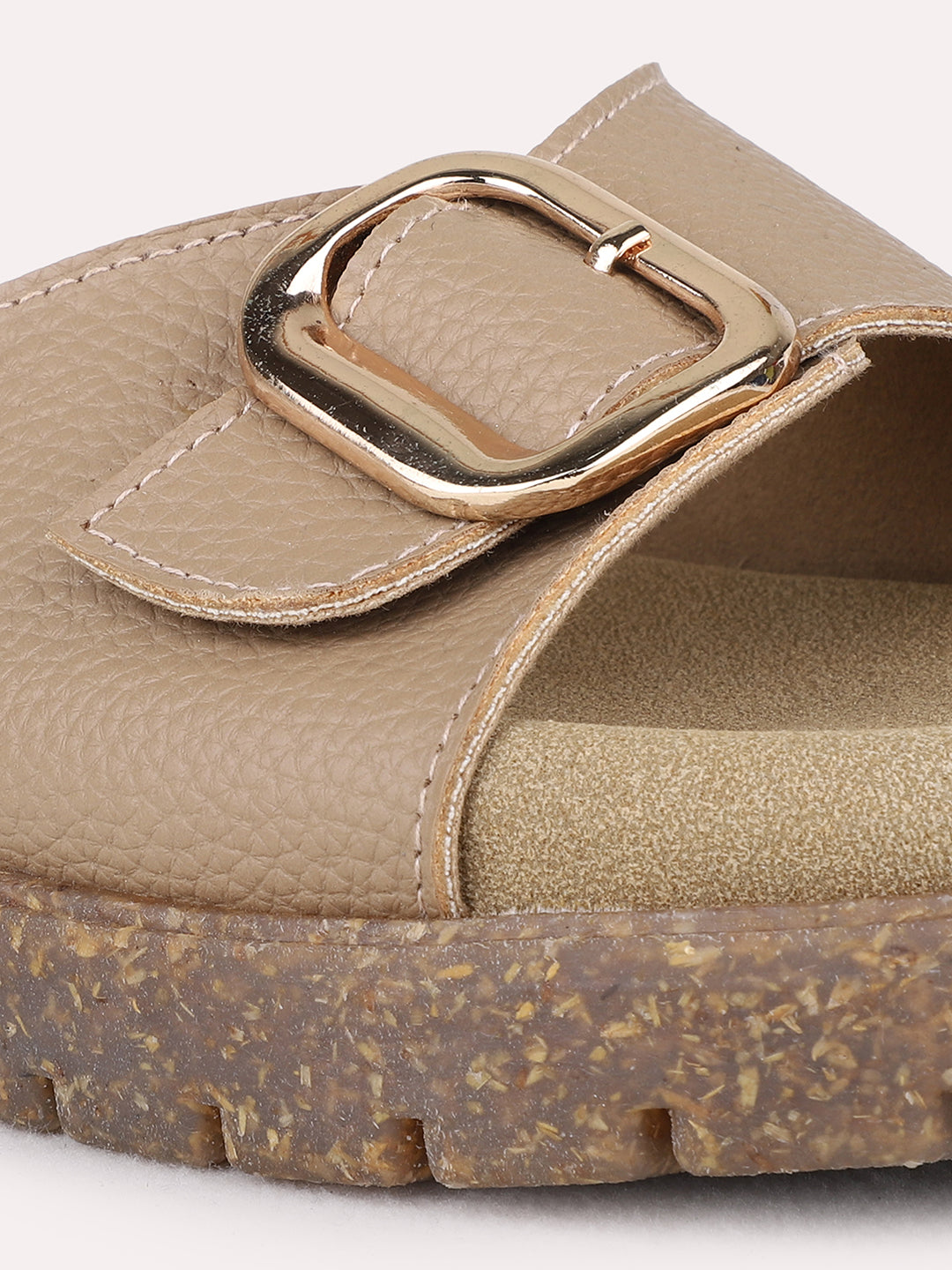 Womens Brown Casual Solid Open Toe Flat Slip-On Sandals