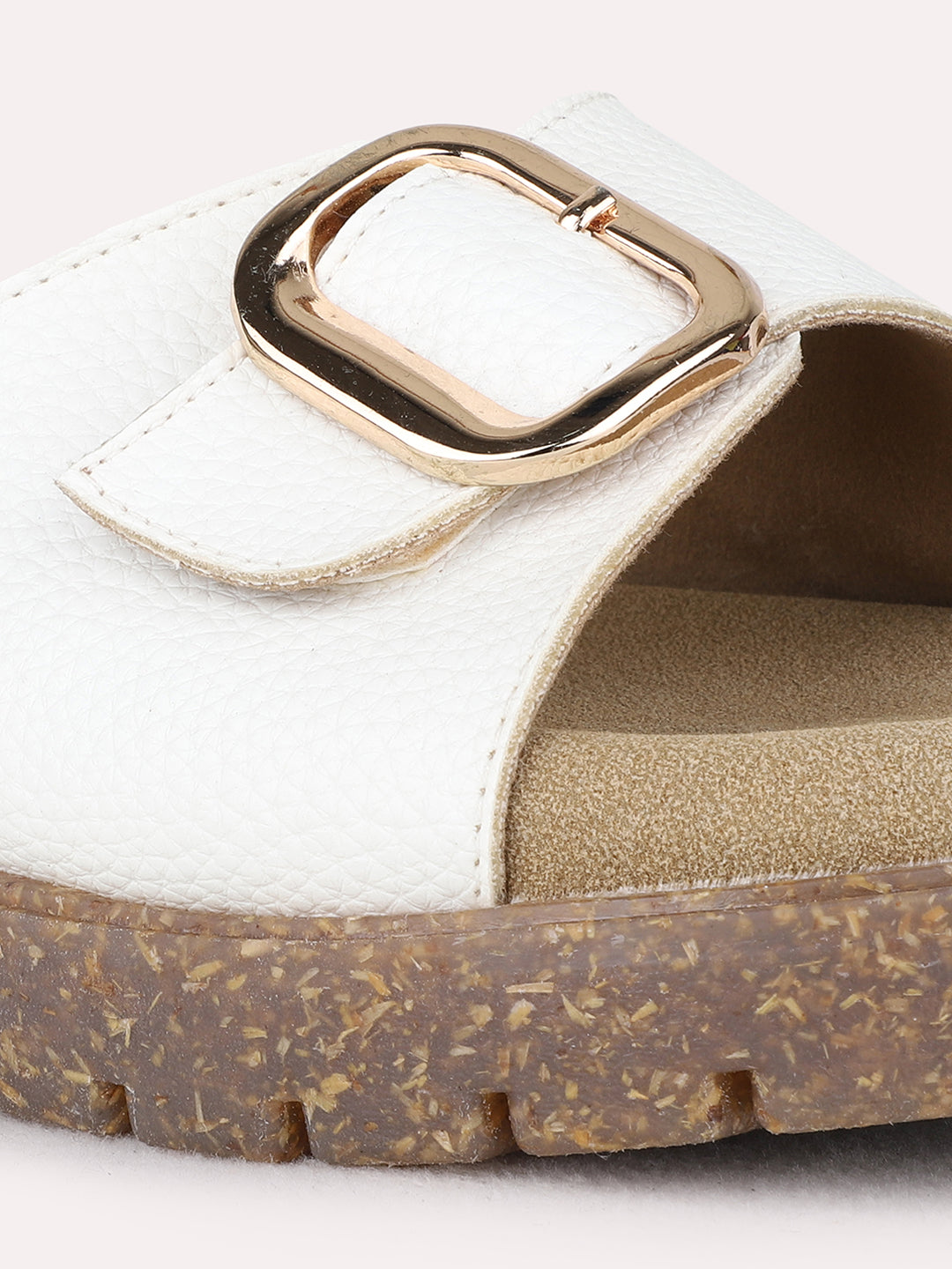 Womens White Casual Solid Round Toe Flatform Heel Sandals