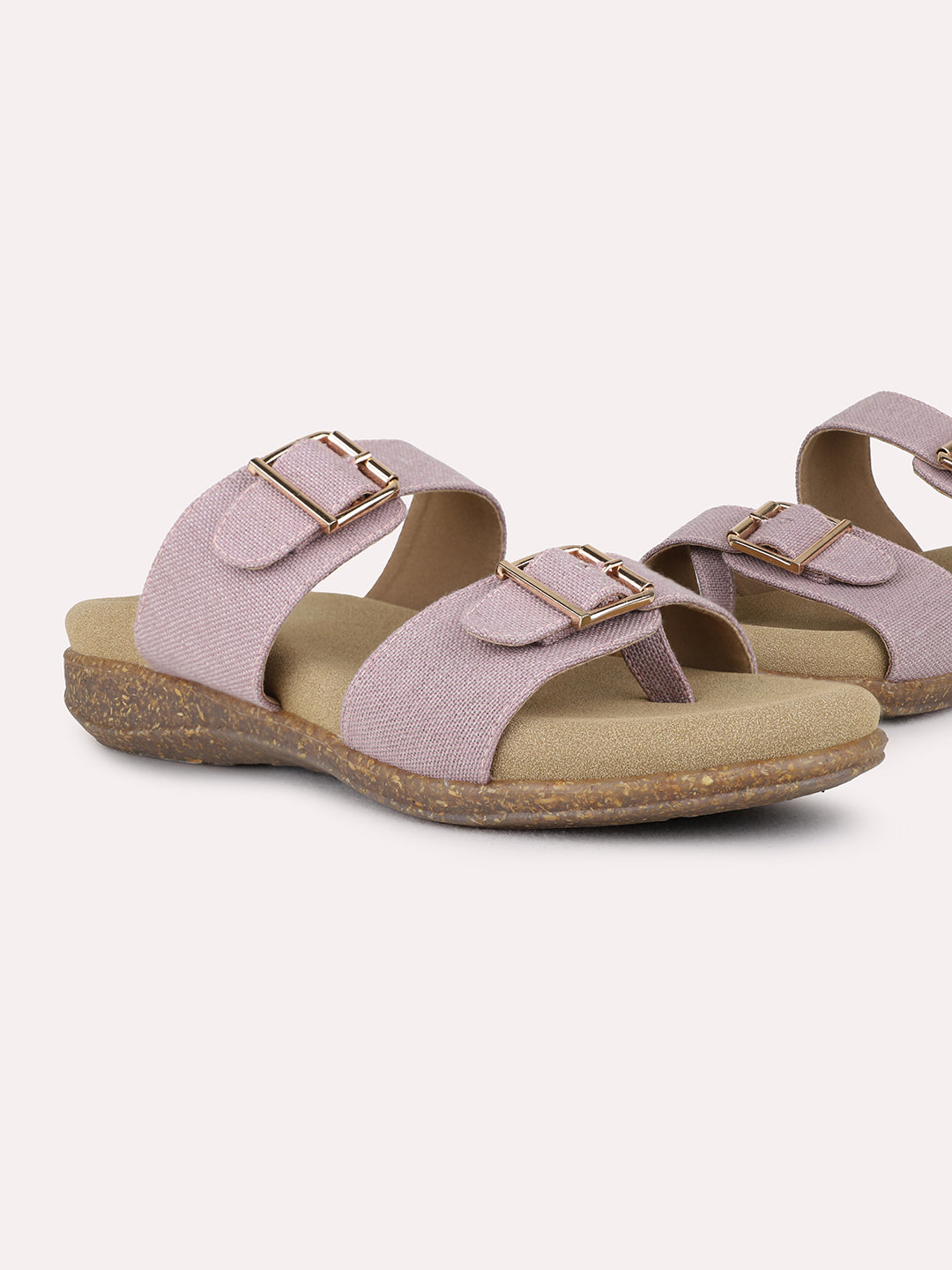 Womens Purple Casual Printed Round Toe Flatform Heel Sandals