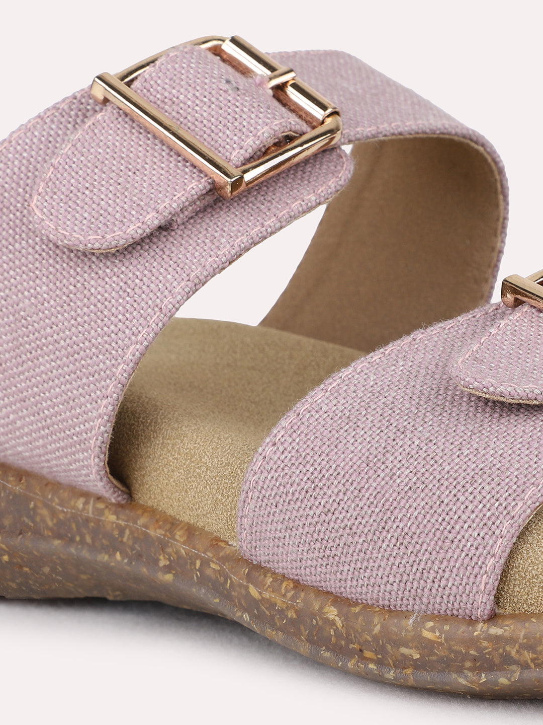 Womens Purple Casual Printed Round Toe Flatform Heel Sandals