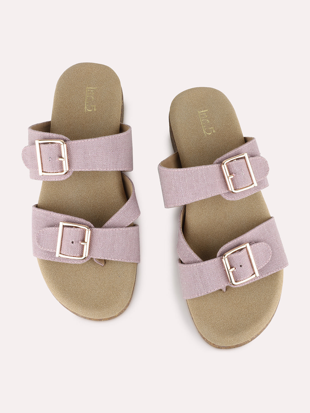 Womens Purple Casual Printed Round Toe Flatform Heel Sandals