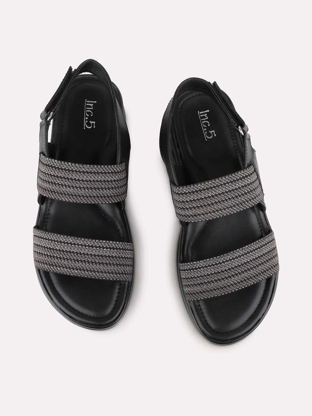 Women Black Casual Printed Round Toe Platform Heels