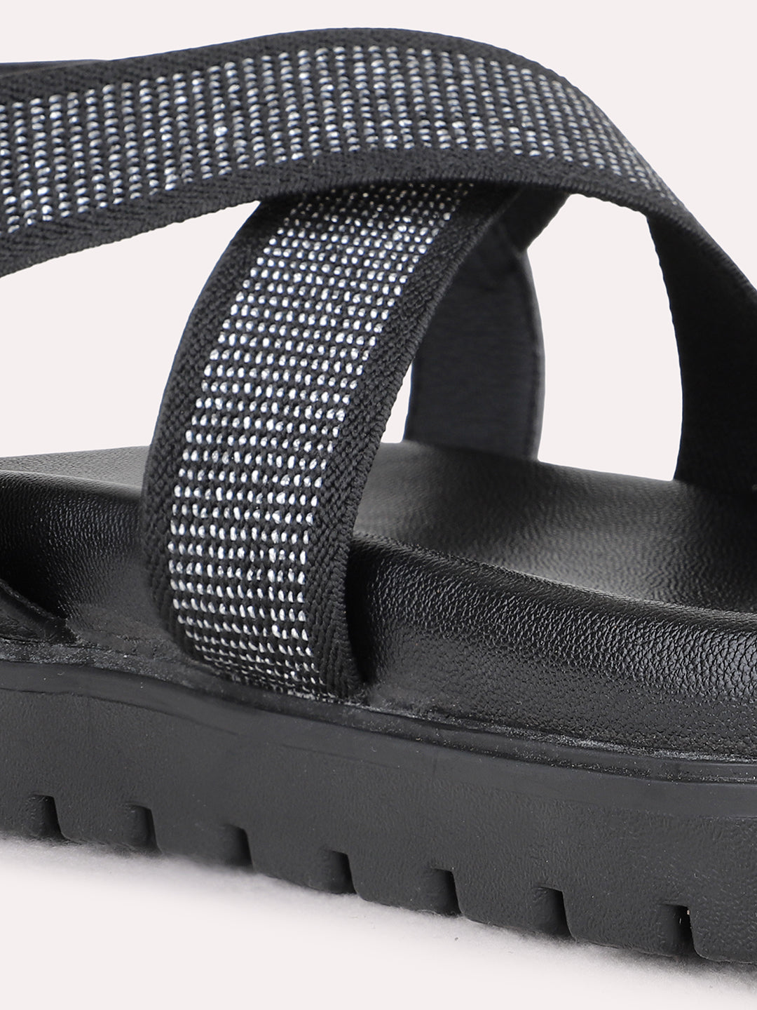 Womens Black Casual Solid One Toe Flat Sandals