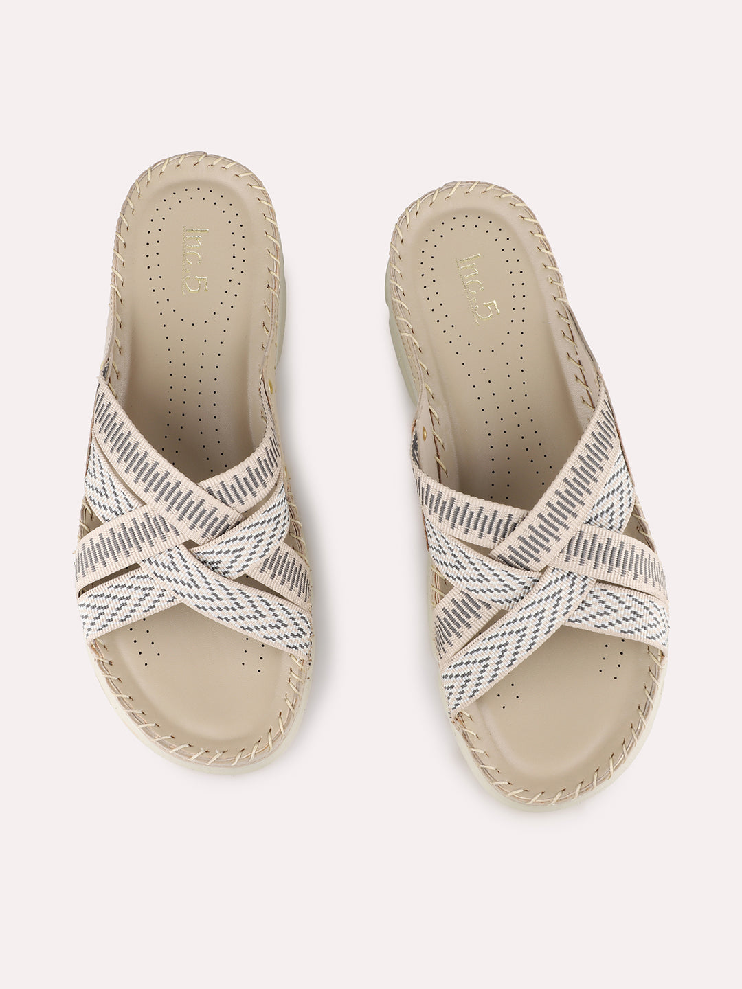 Womens Beige Party Wear Solid Open Toe Flats