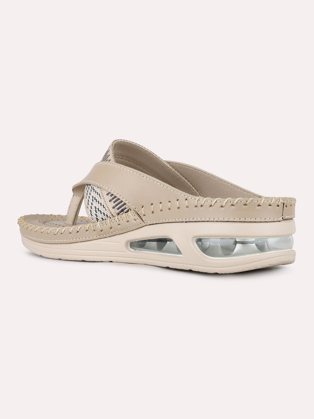 Women Beige Casual Printed Round Toe Flatform Heels