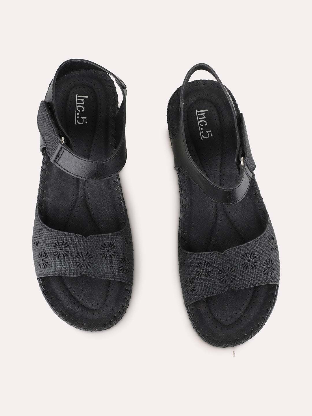 Women Black Casual Solid Round Toe Flatform Heels