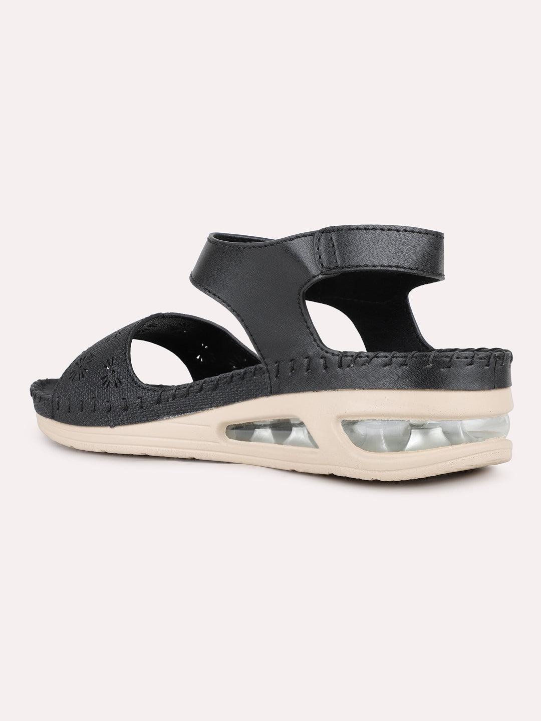 Women Black Casual Solid Round Toe Flatform Heels