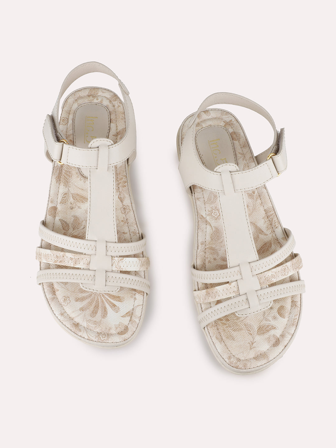 Womens Beige Party Wear Solid Round Toe Sandals