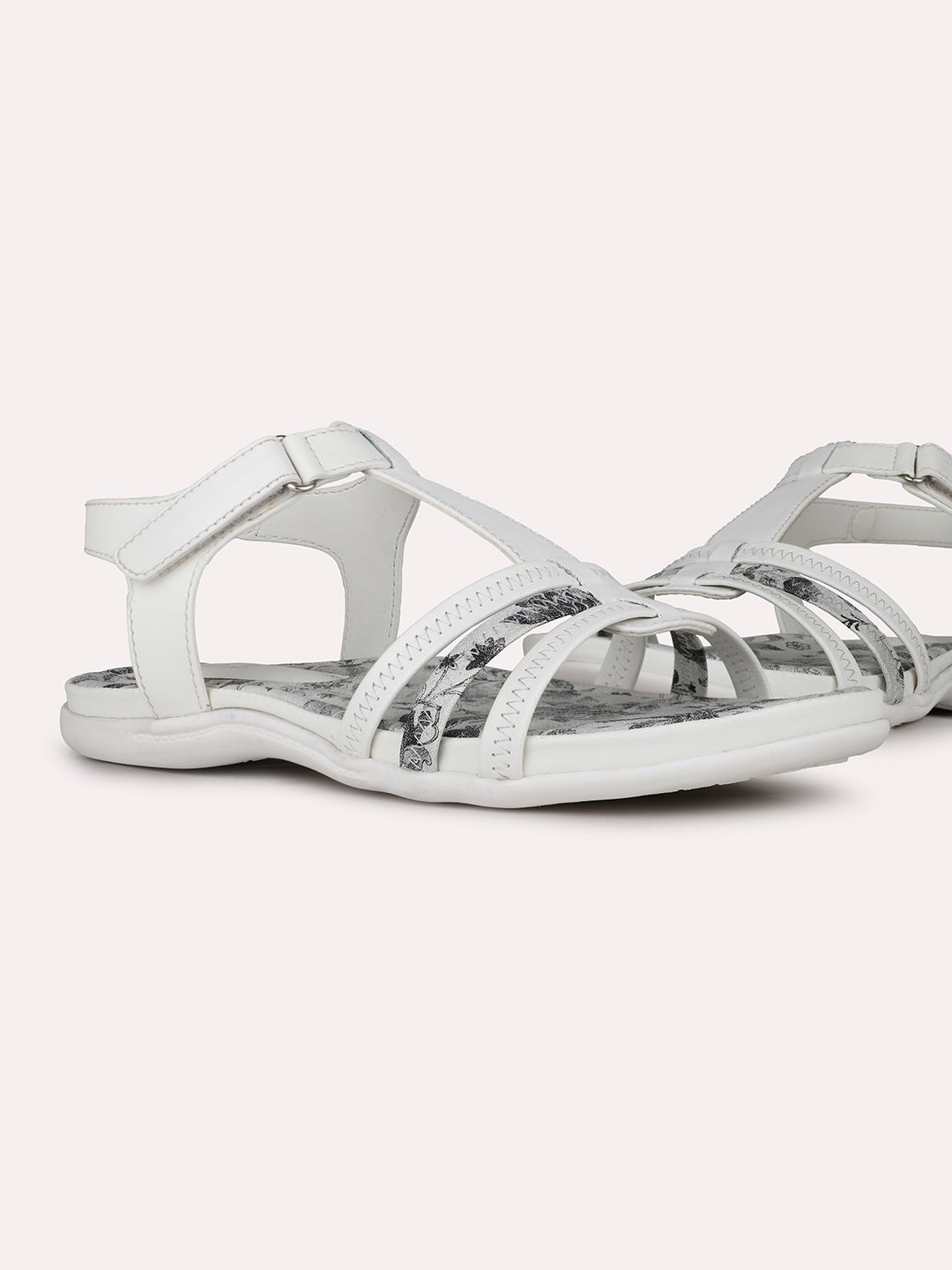 Womens White Party Wear Solid Round Toe Sandals