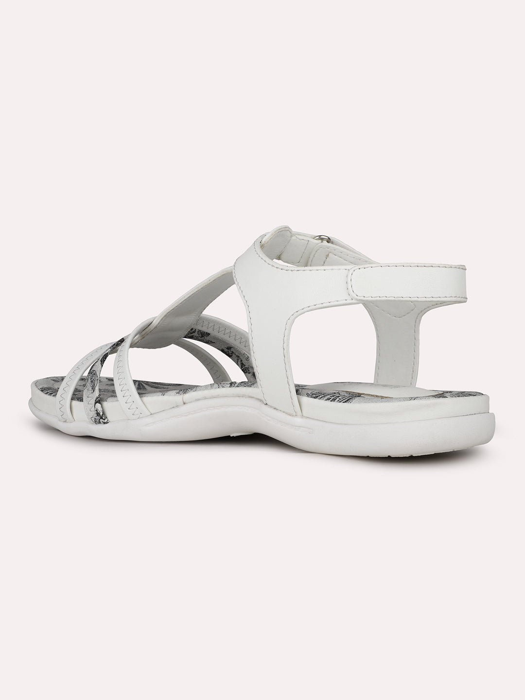 Womens White Party Wear Solid Round Toe Sandals