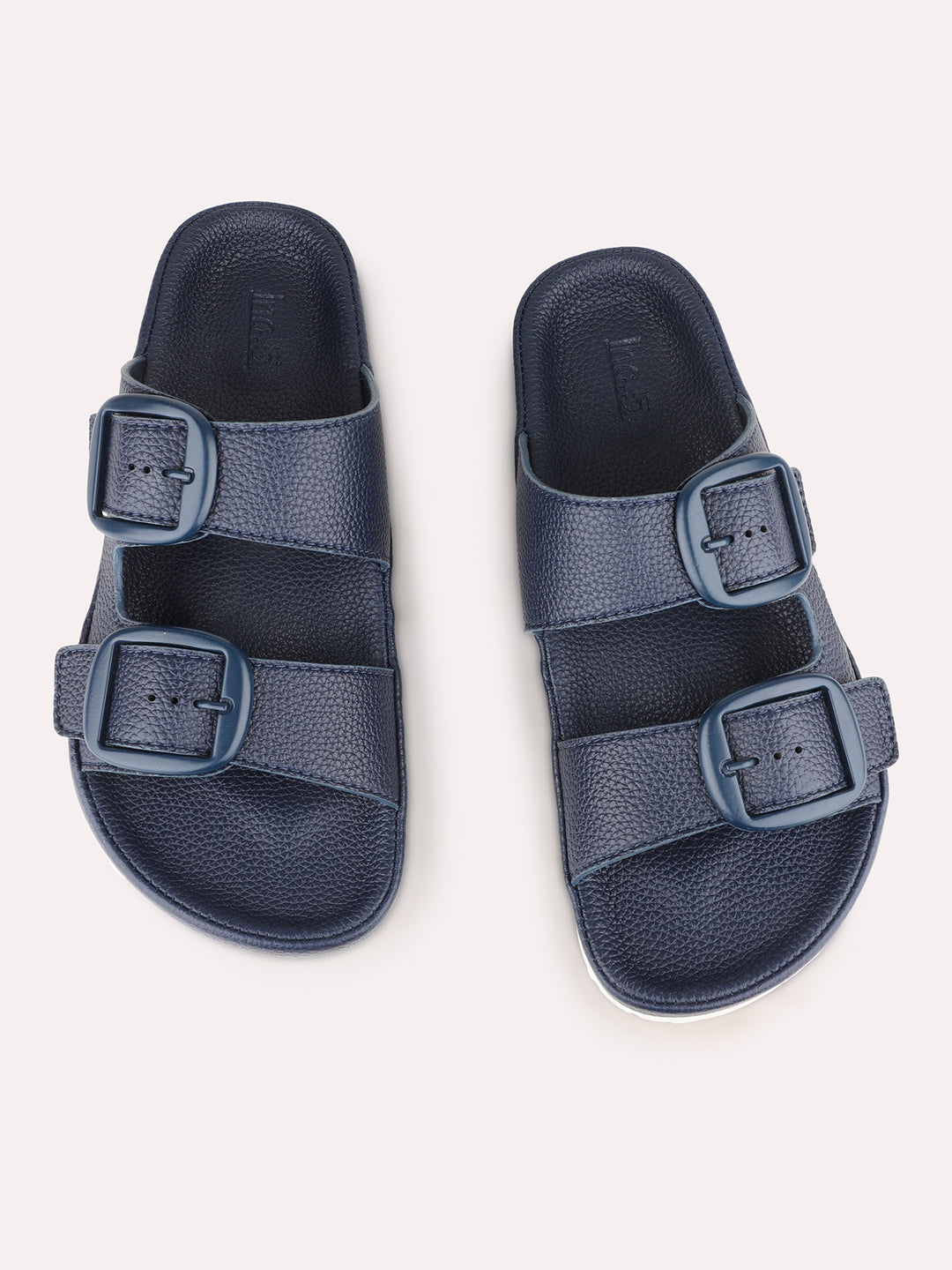 Women Navy Casual Solid Round Toe Open Toe Slip-On Flats