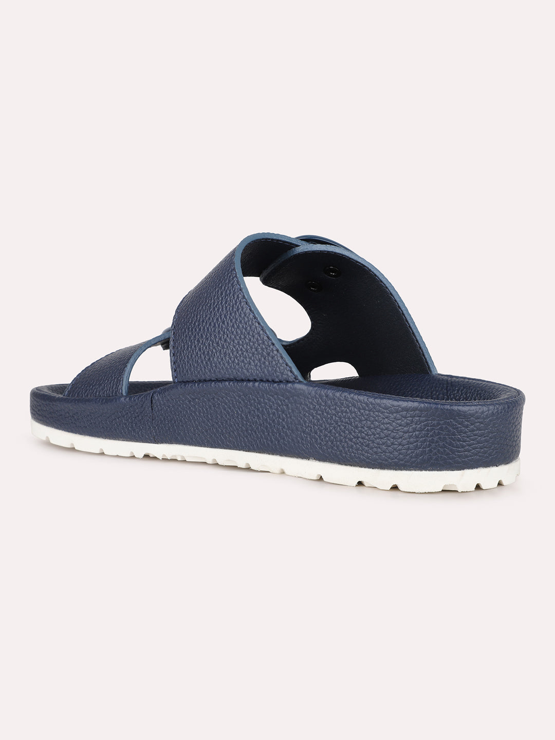 Women Navy Casual Solid Round Toe Open Toe Slip-On Flats