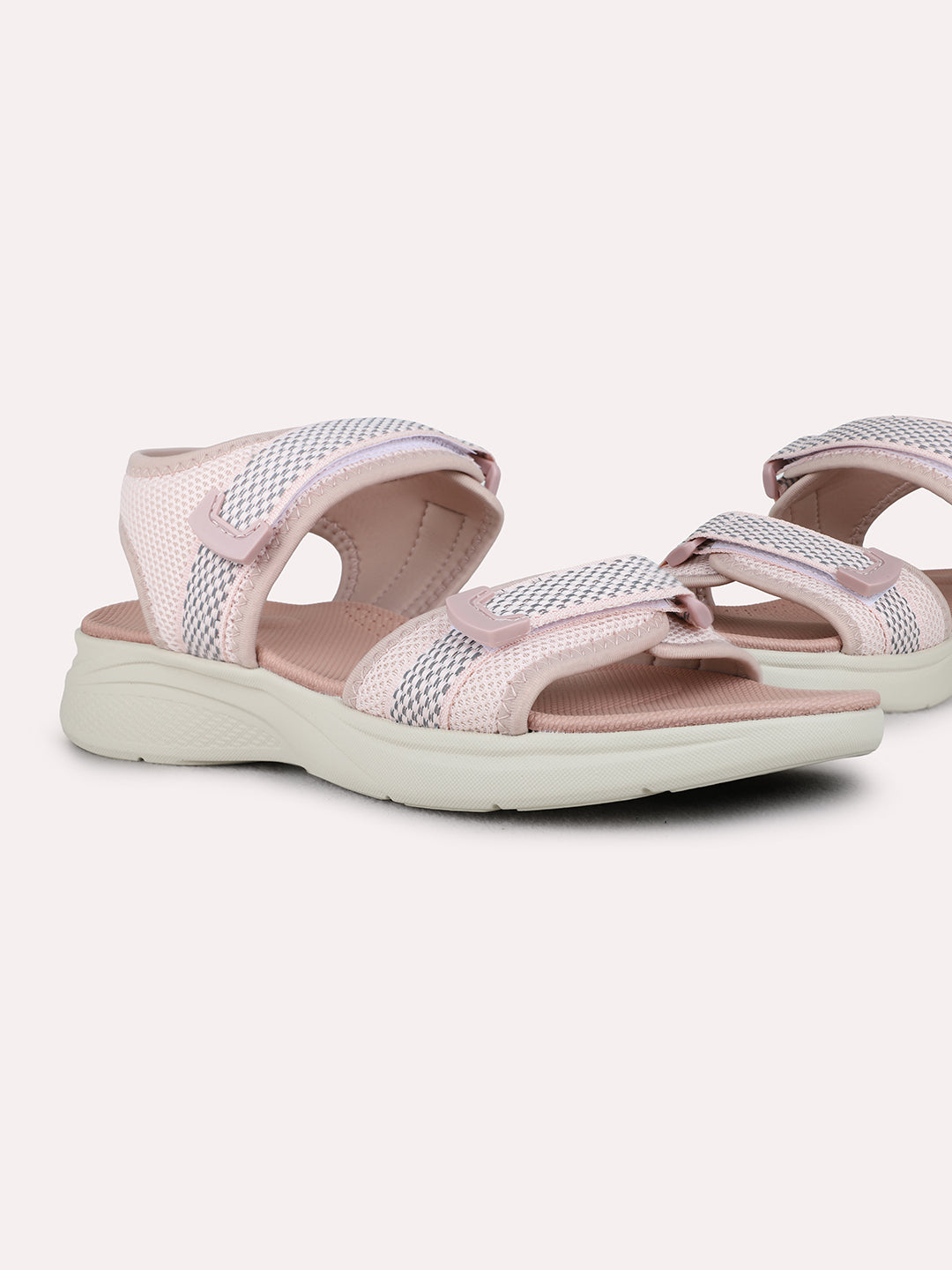 Womens Peach Casual Solid Open Toe Flat Sandals