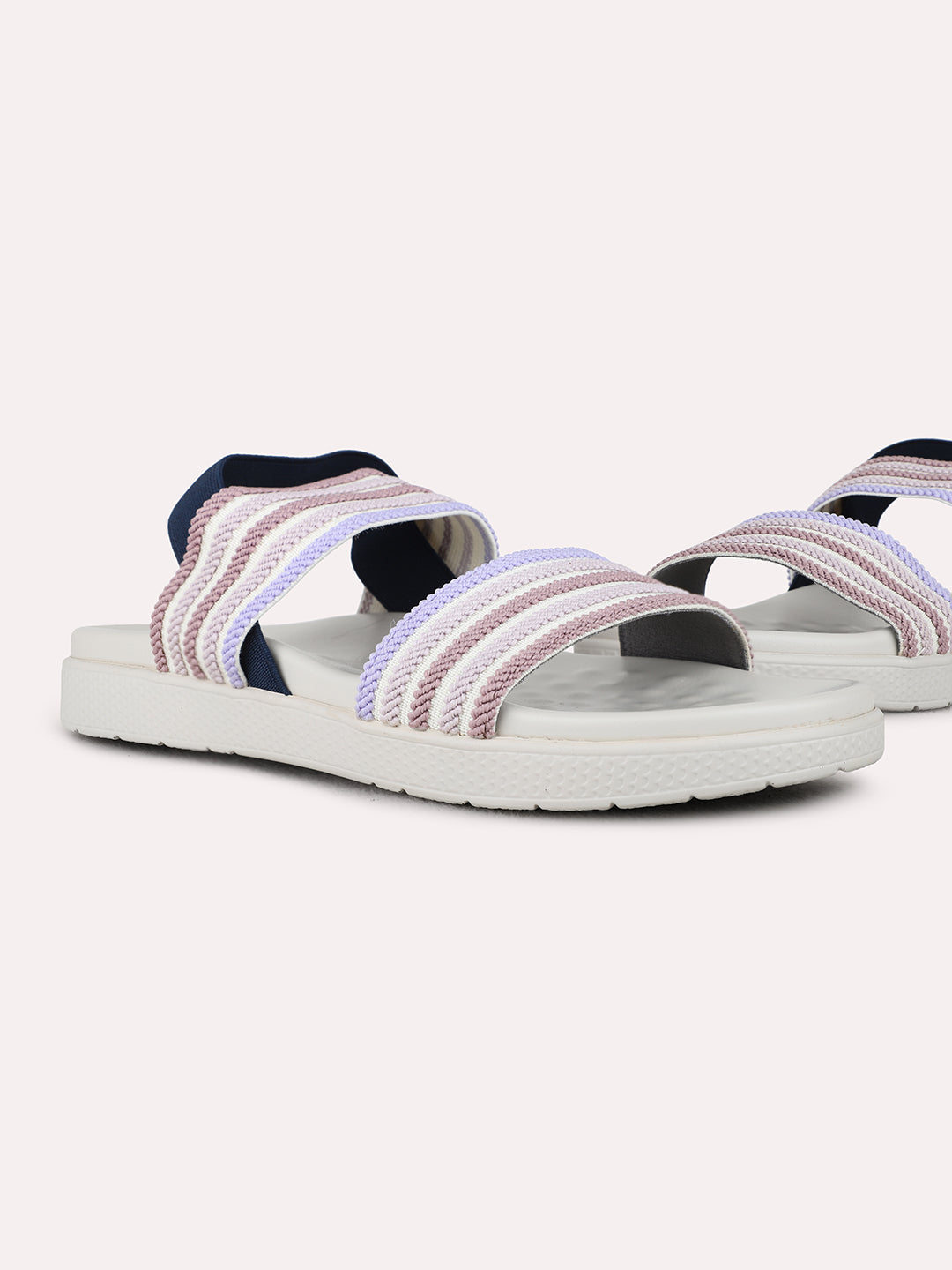 Womens Grey Casual Solid Open Toe Flat Sandals