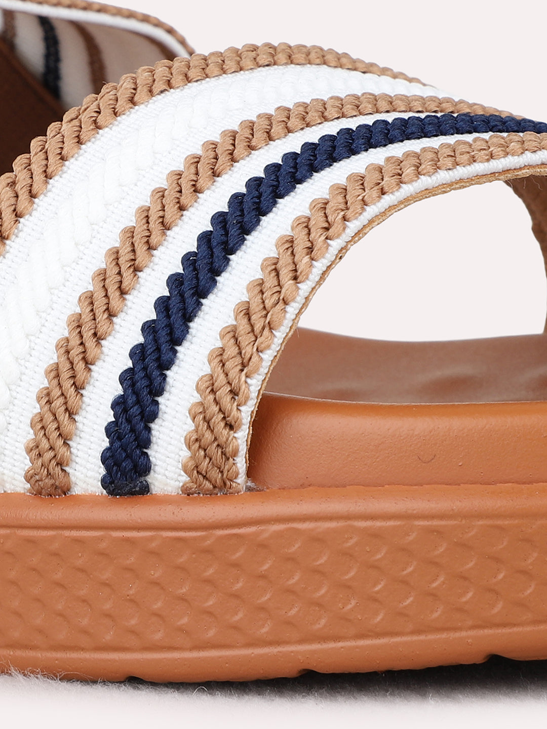 Womens Tan Casual Solid Pattern Open Toe Flats