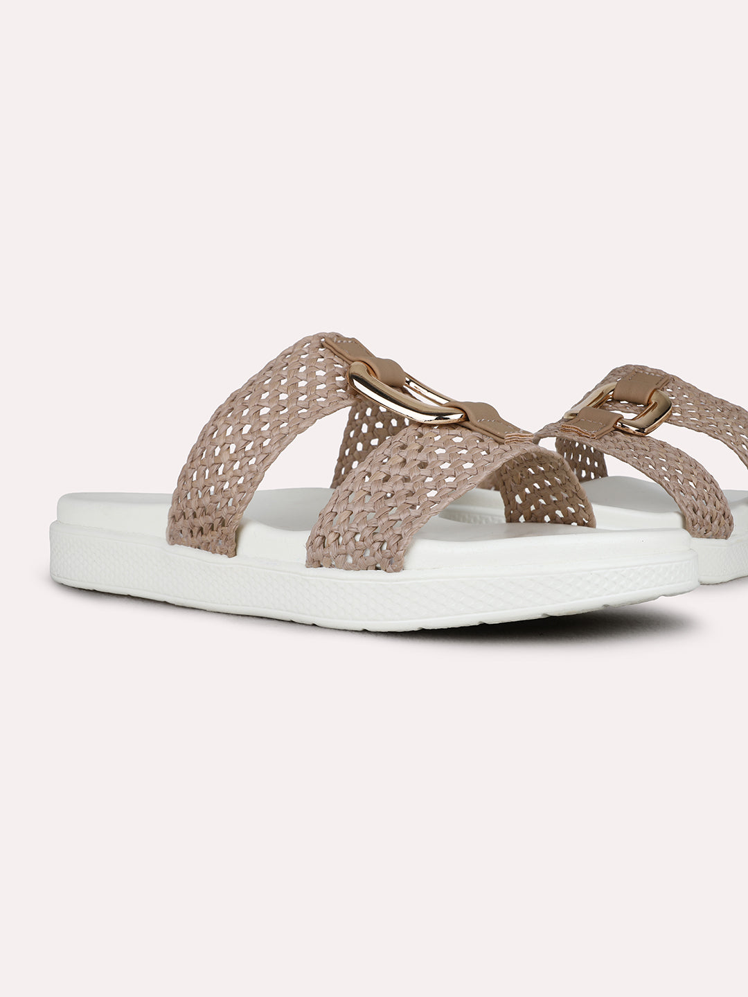 Womens Brown Casual Solid Open Toe Flat Sandals