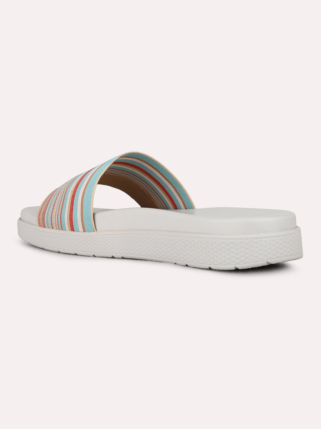 Womens Blue Casual Solid Open Toe Flats