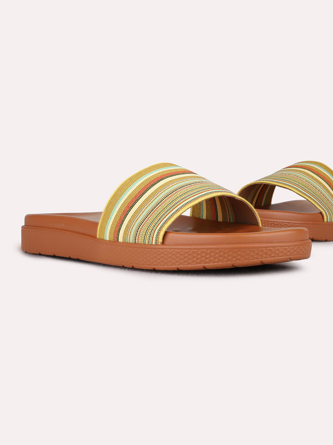 Womens Yellow Casual Solid Open Toe Flats