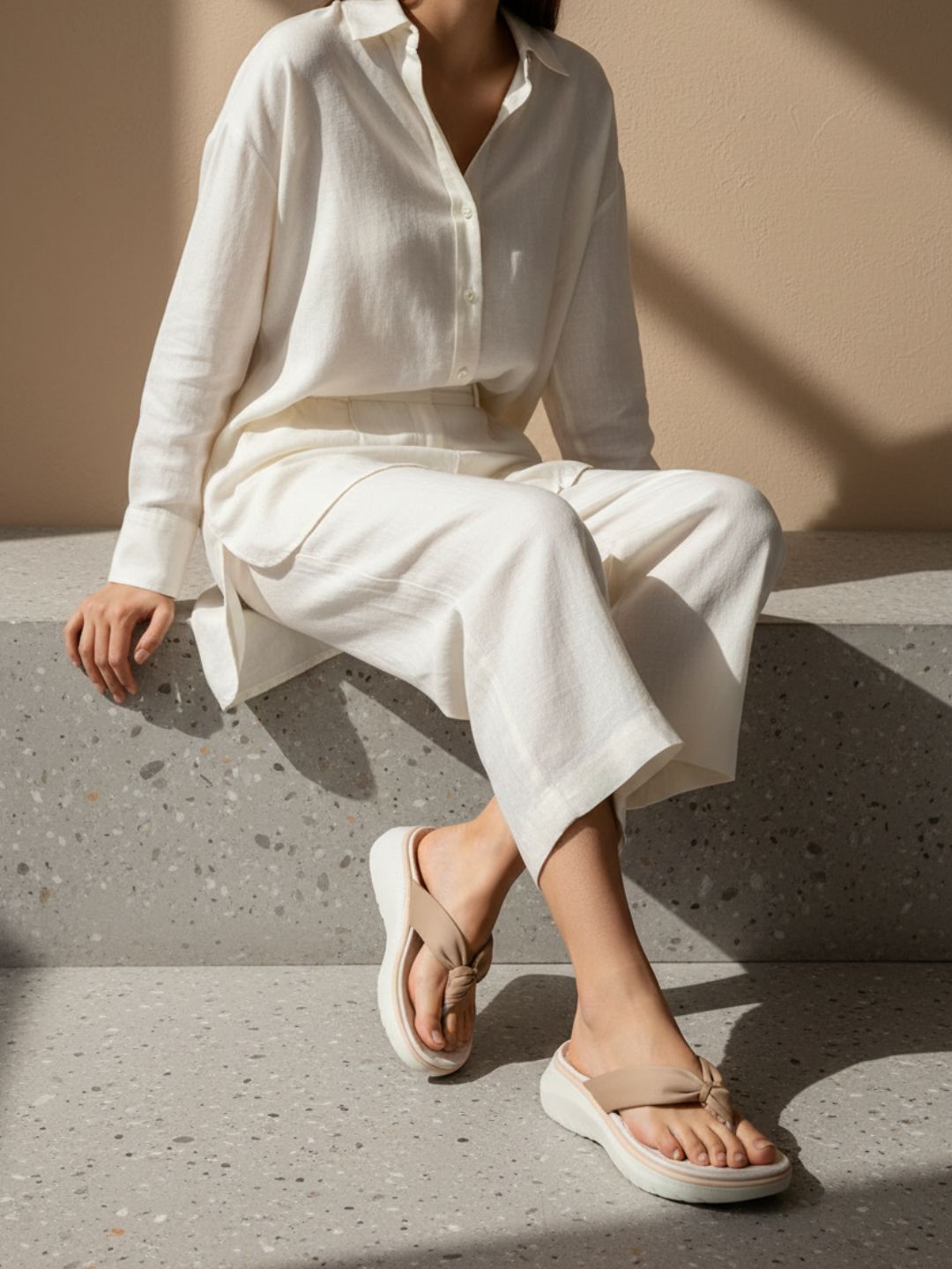 Womens Tan Casual Solid Round Toe Wedge Heels