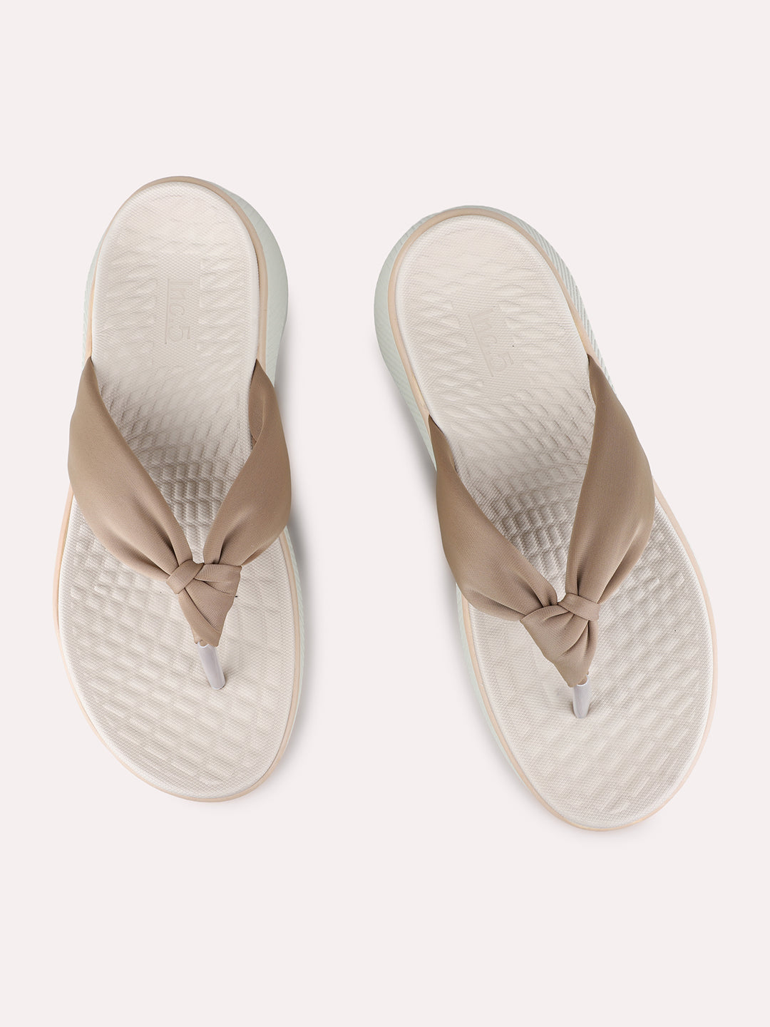 Womens Beige Party Wear Solid Round Toe Wedge Heels