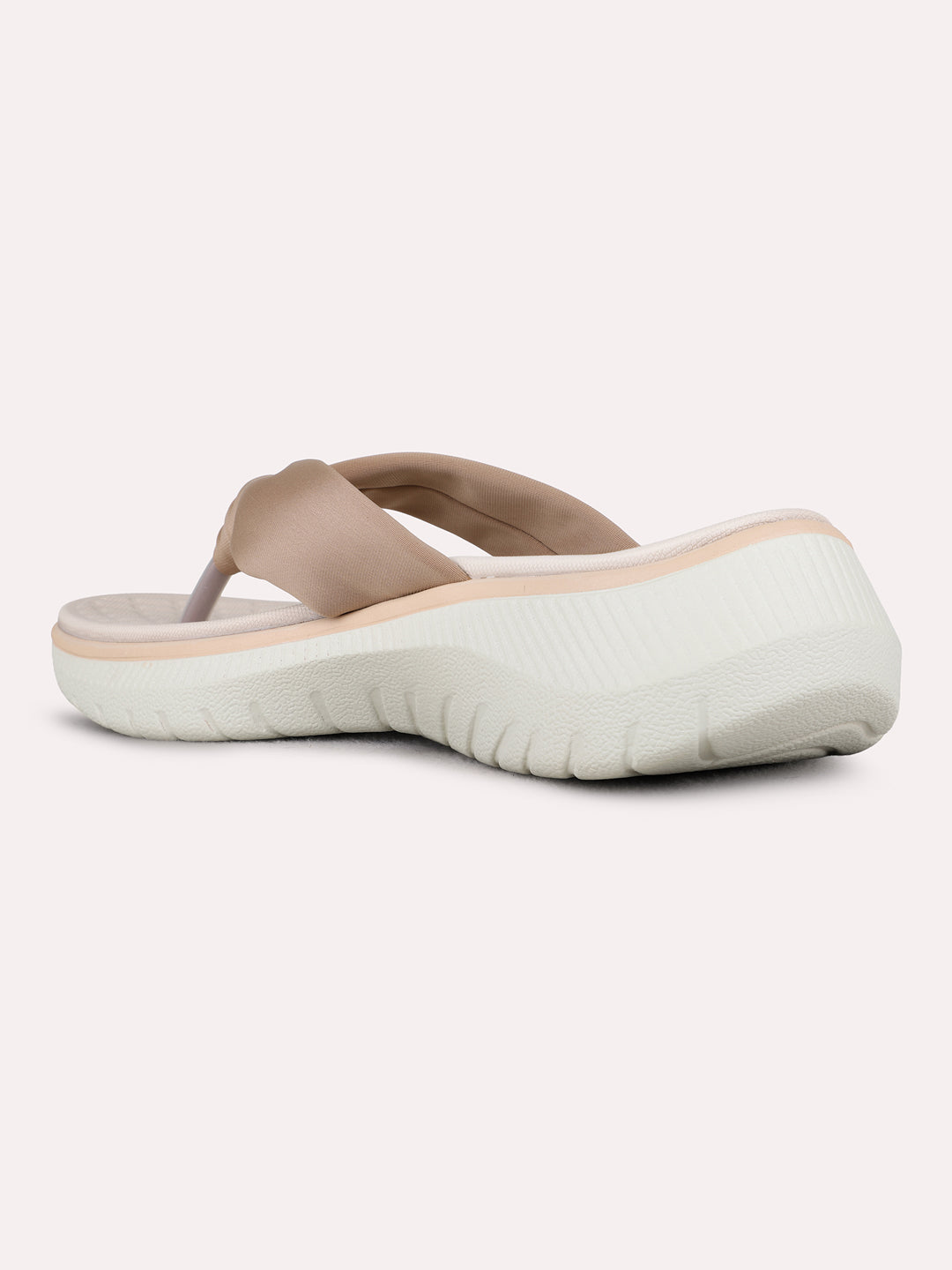 Womens Beige Party Wear Solid Round Toe Wedge Heels