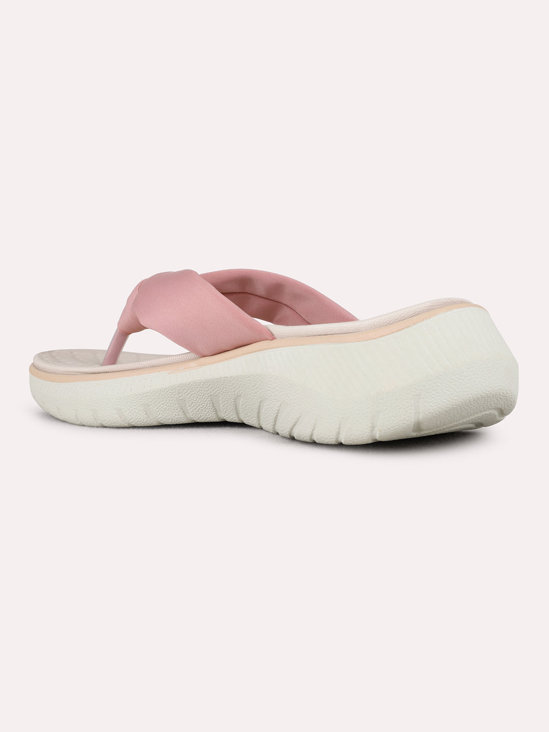 Womens Peach Casual Solid Round Toe Wedge Heels