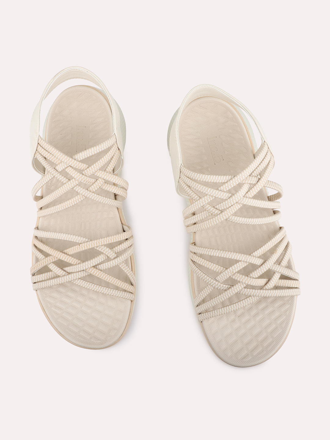 Womens Cream Casual Printed Round Toe Flatform Heels