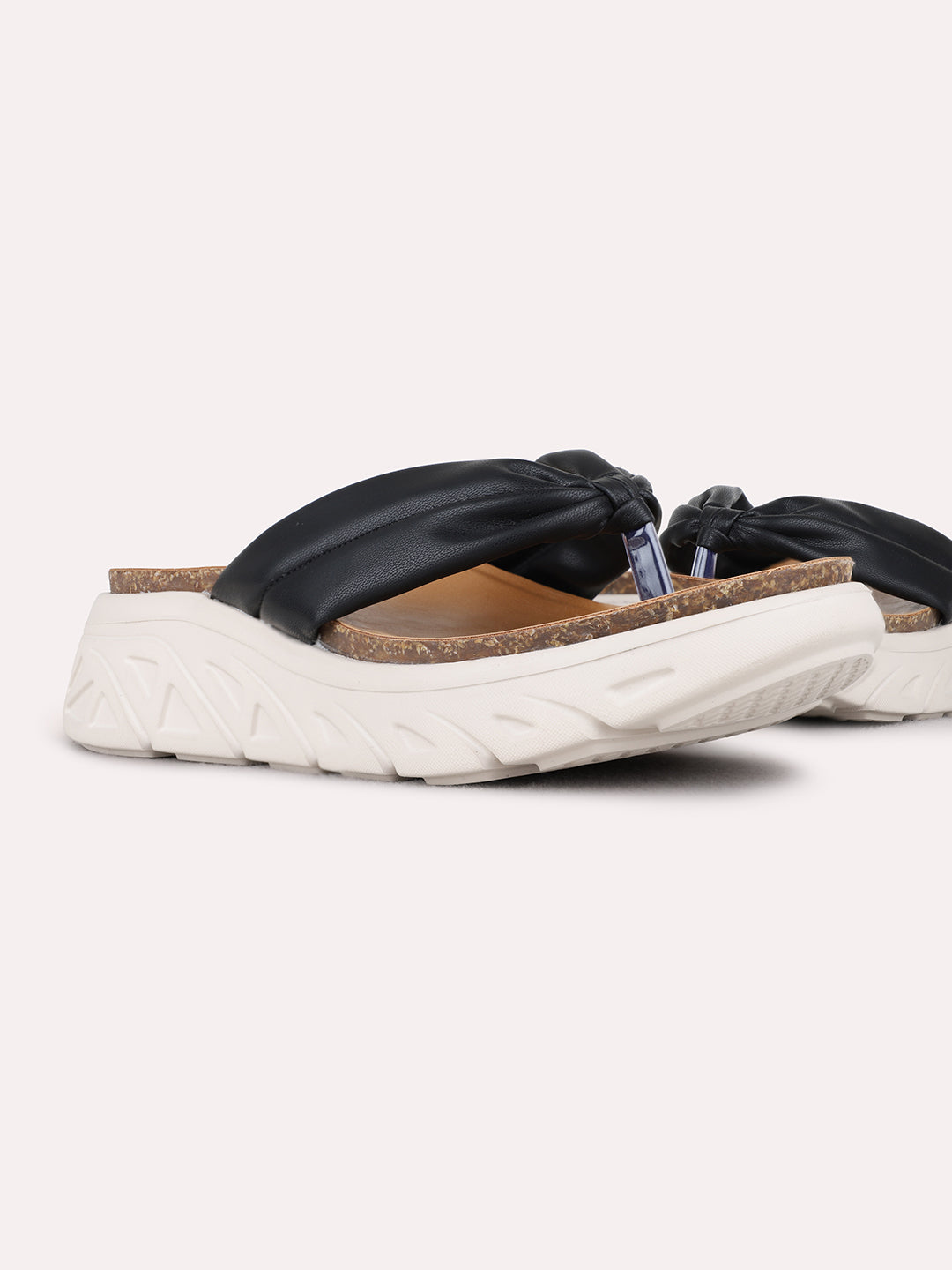 Womens Black Casual Solid Round Toe Flatform Heels