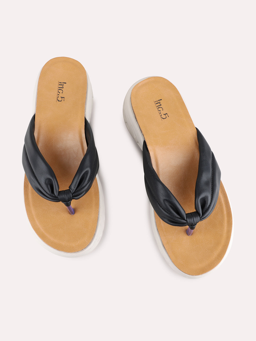 Womens Black Casual Solid Round Toe Flatform Heels