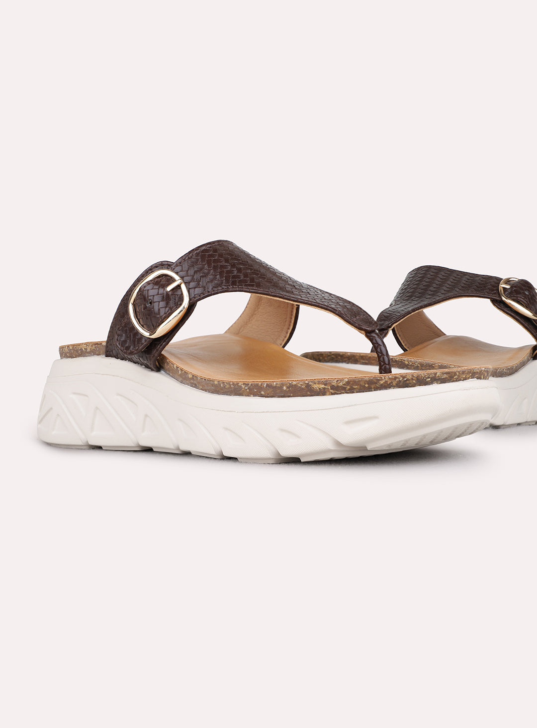 Womens Brown Casual Solid Round Toe Flatform Heels