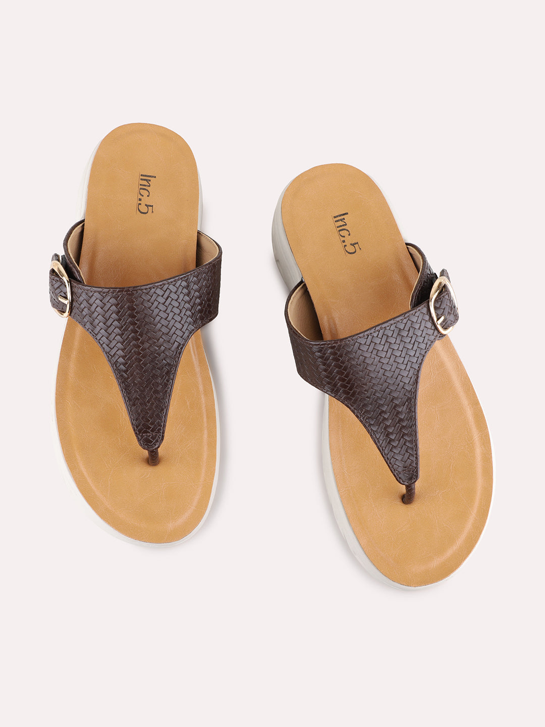 Womens Brown Casual Solid Round Toe Flatform Heels
