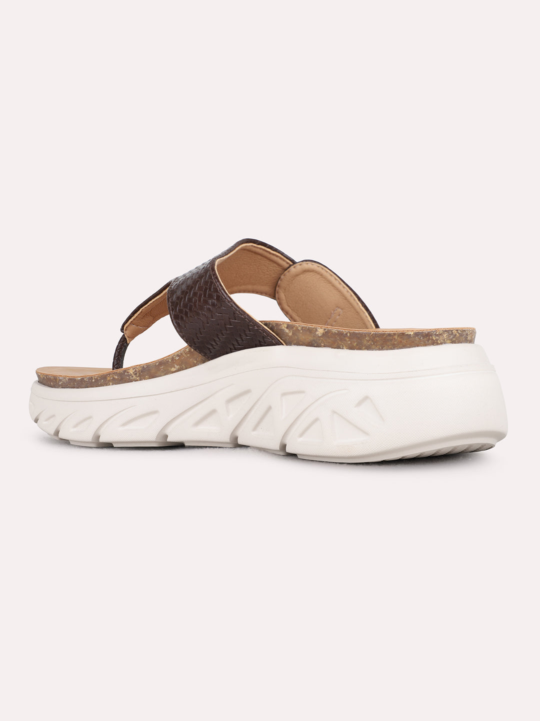 Womens Brown Casual Solid Round Toe Flatform Heels