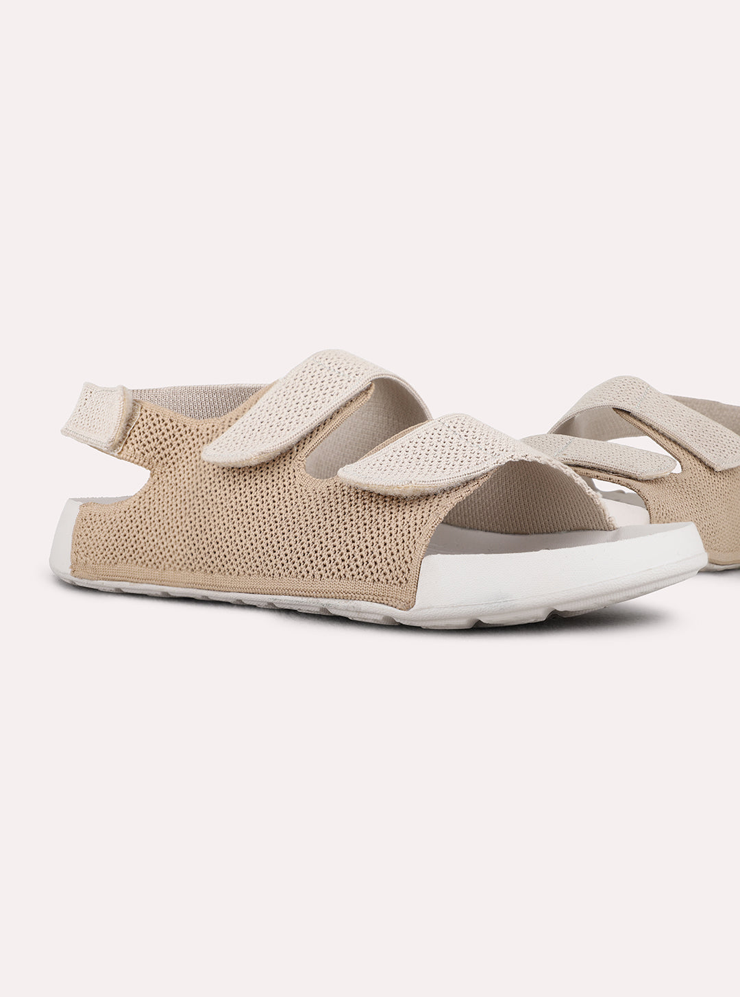 Womens Beige Casual Embellished Open Toe Flats