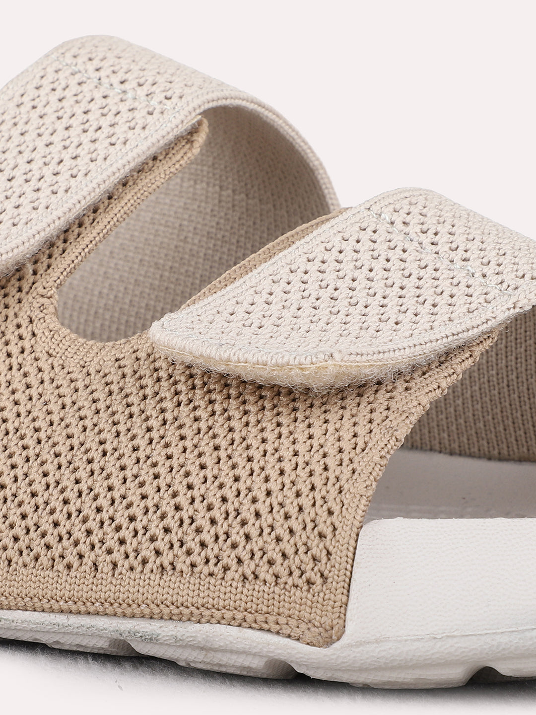 Womens Beige Casual Embellished Open Toe Flats