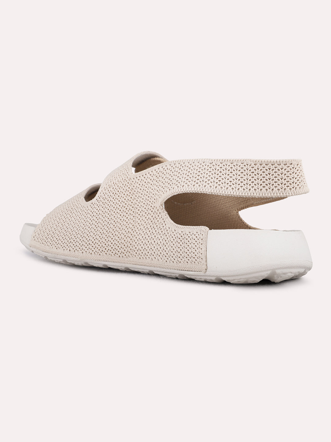 Womens Beige Casual Embellished Open Toe Flats