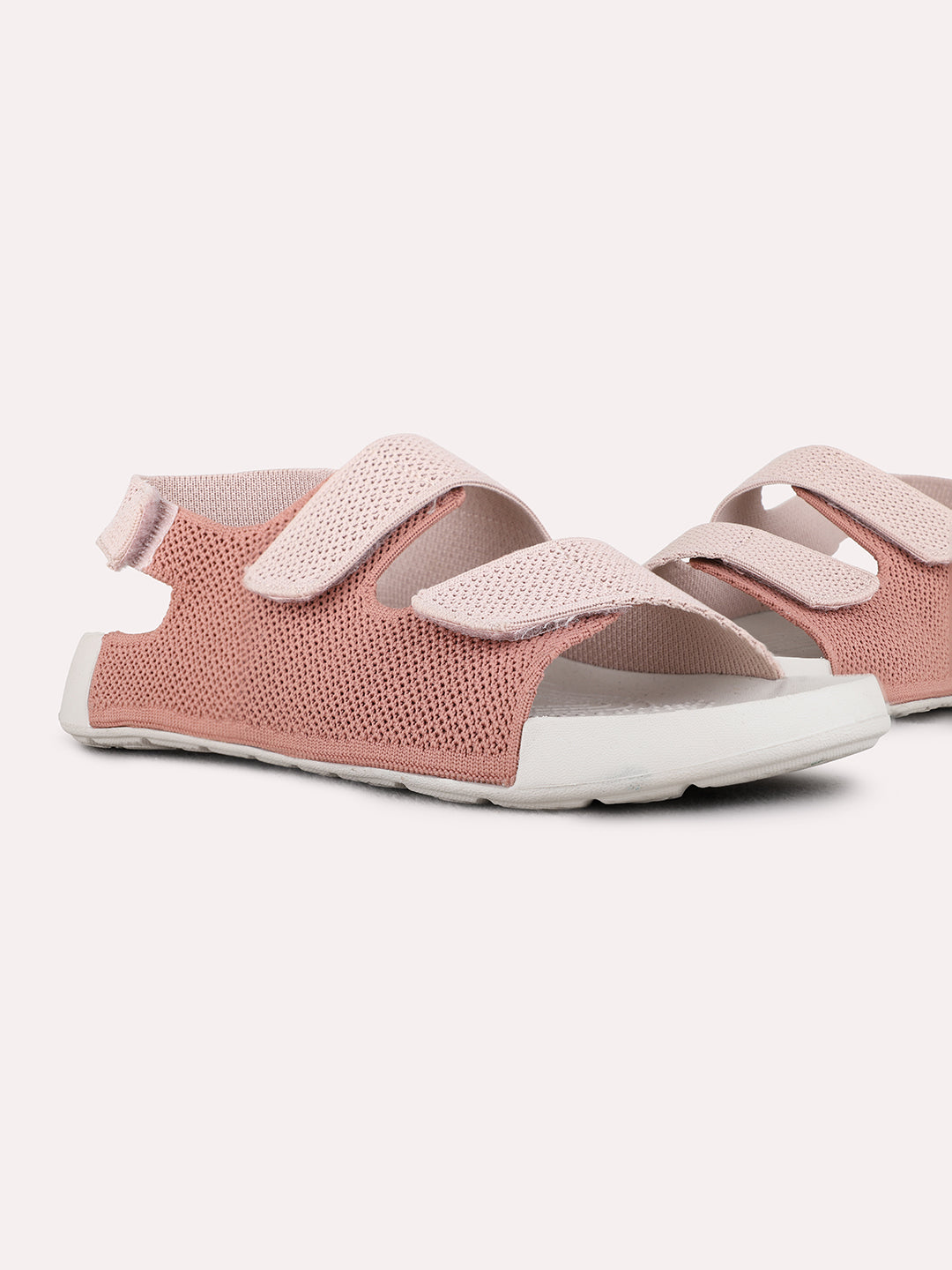 Womens Peach Casual Embellished Open Toe Flats