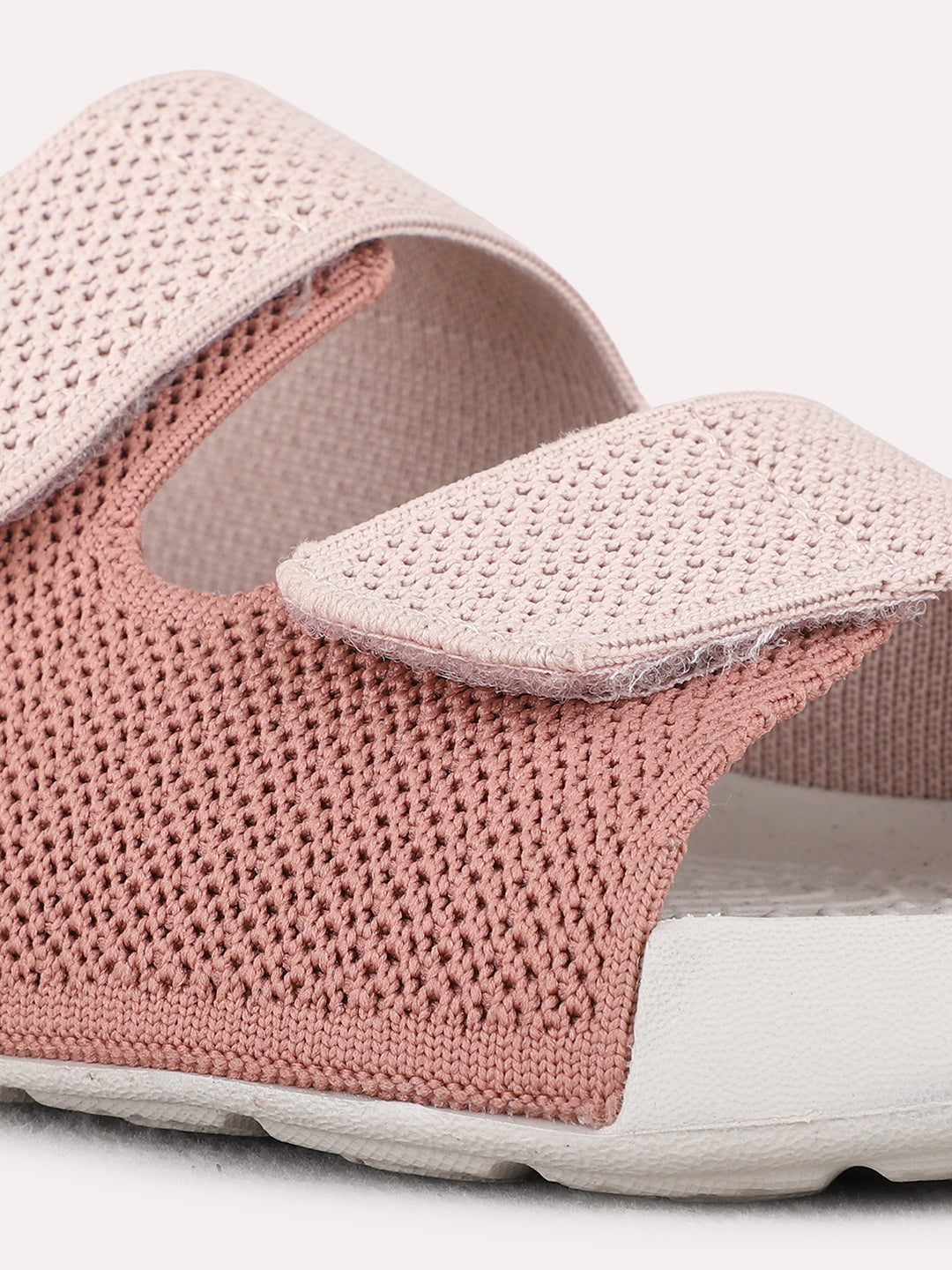 Womens Peach Casual Embellished Open Toe Flats