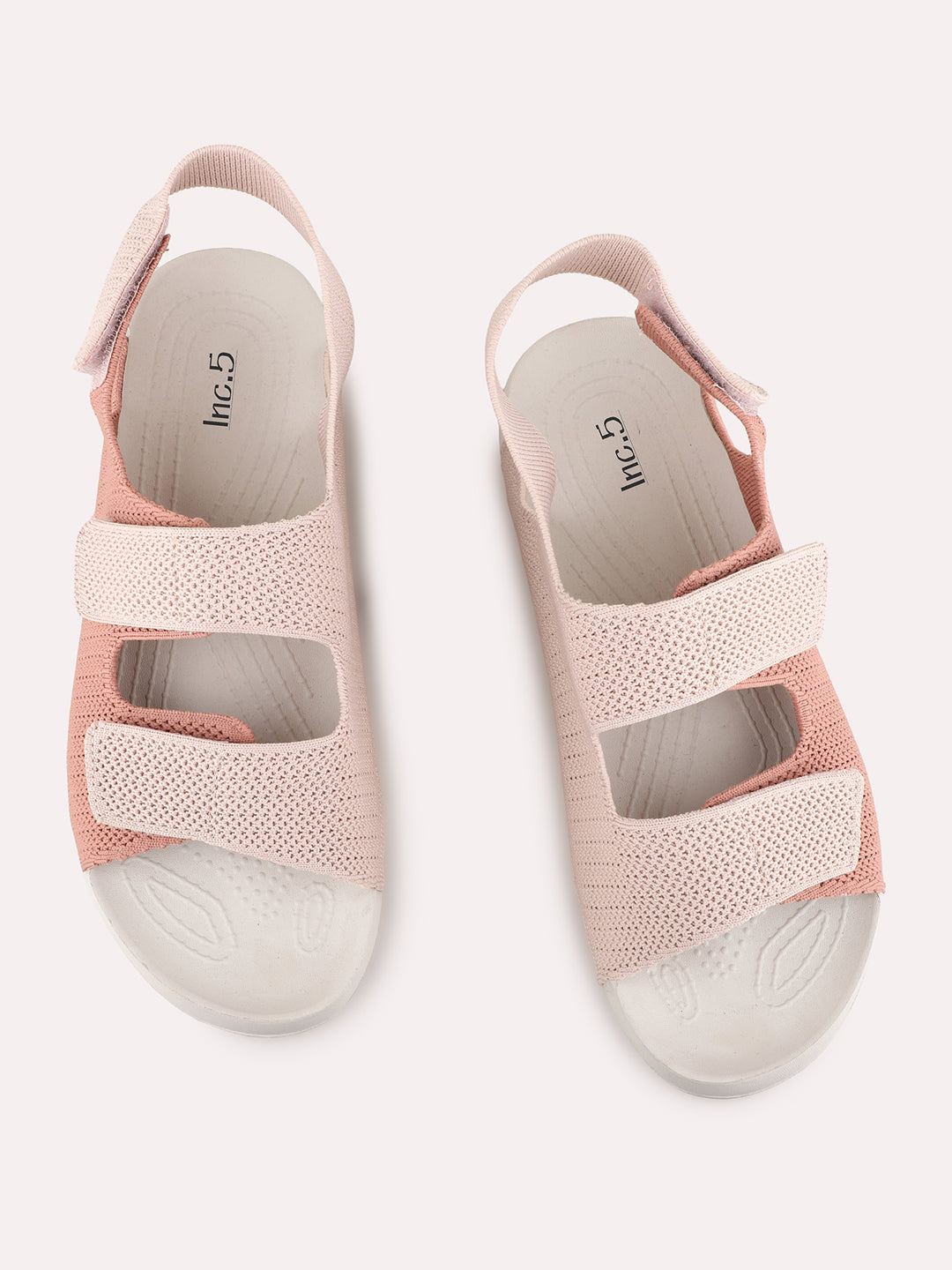 Womens Peach Casual Embellished Open Toe Flats