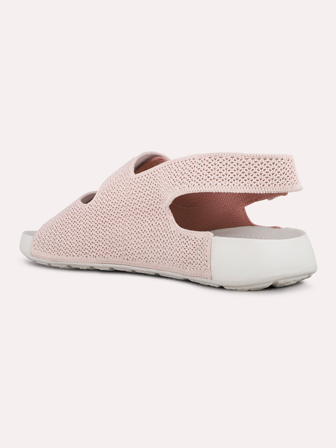 Womens Peach Casual Embellished Open Toe Flats