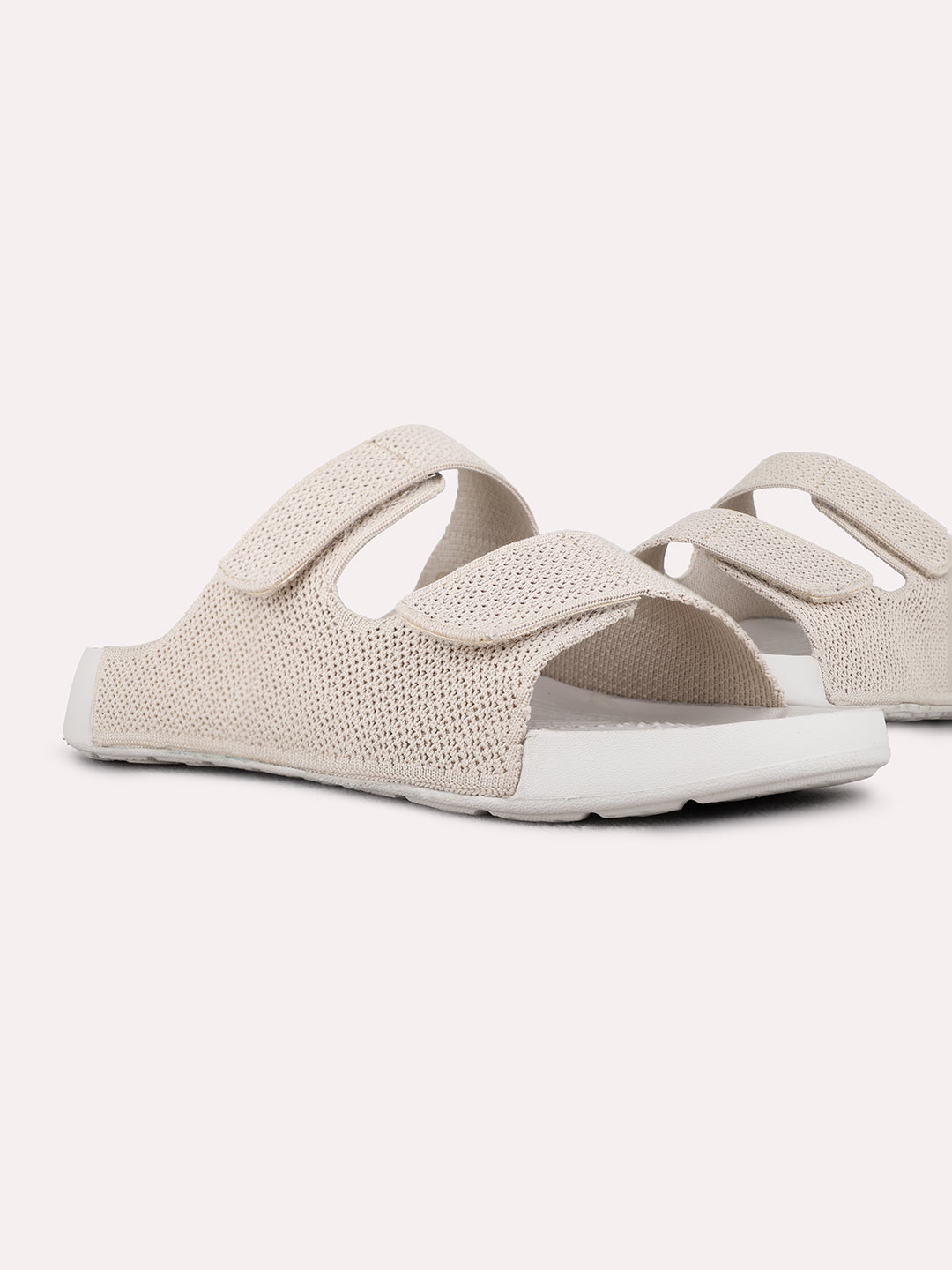 Womens Beige Casual Embellished Open Toe Flat Slip-Ons