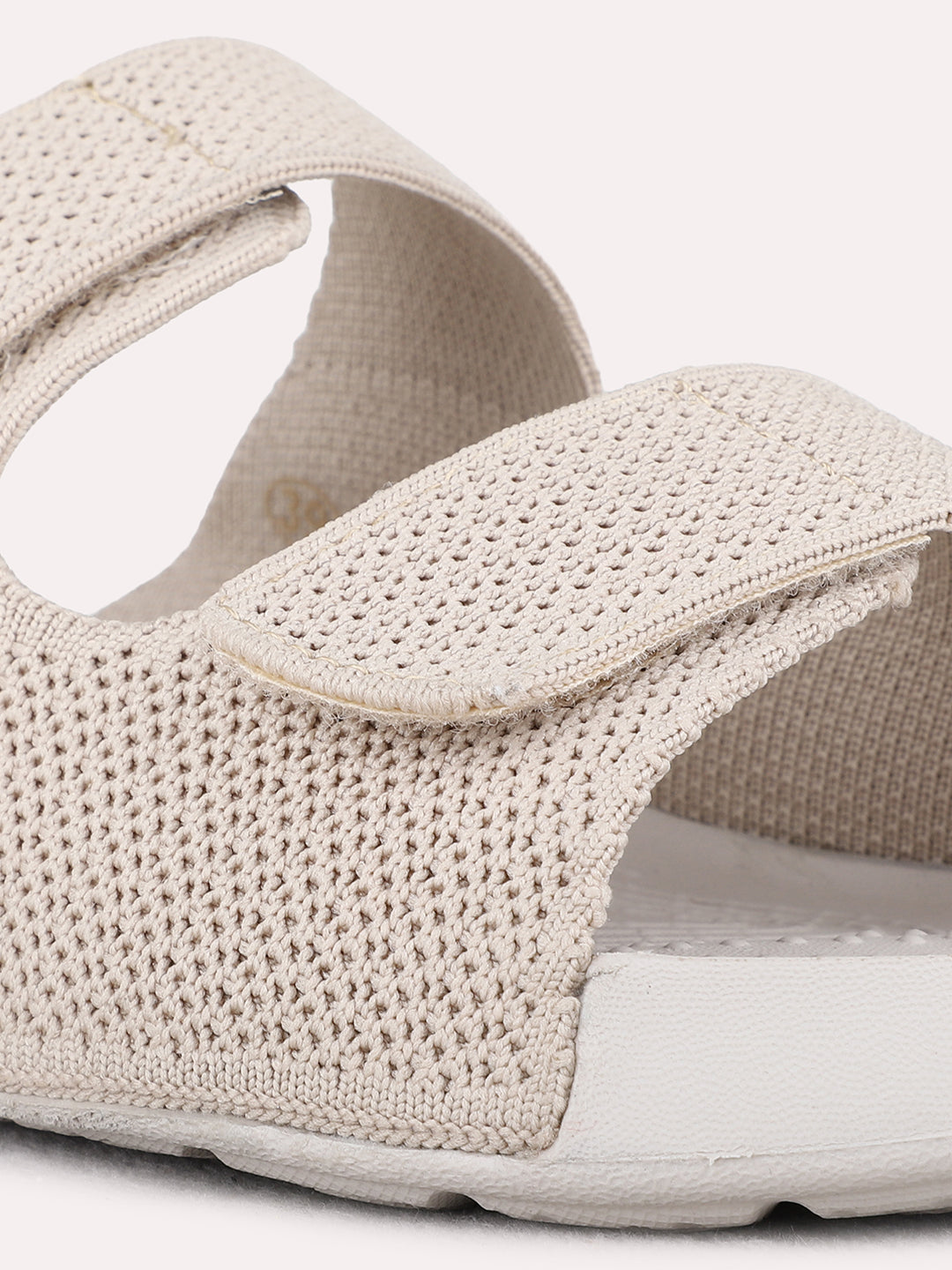 Womens Beige Casual Embellished Open Toe Flat Slip-Ons