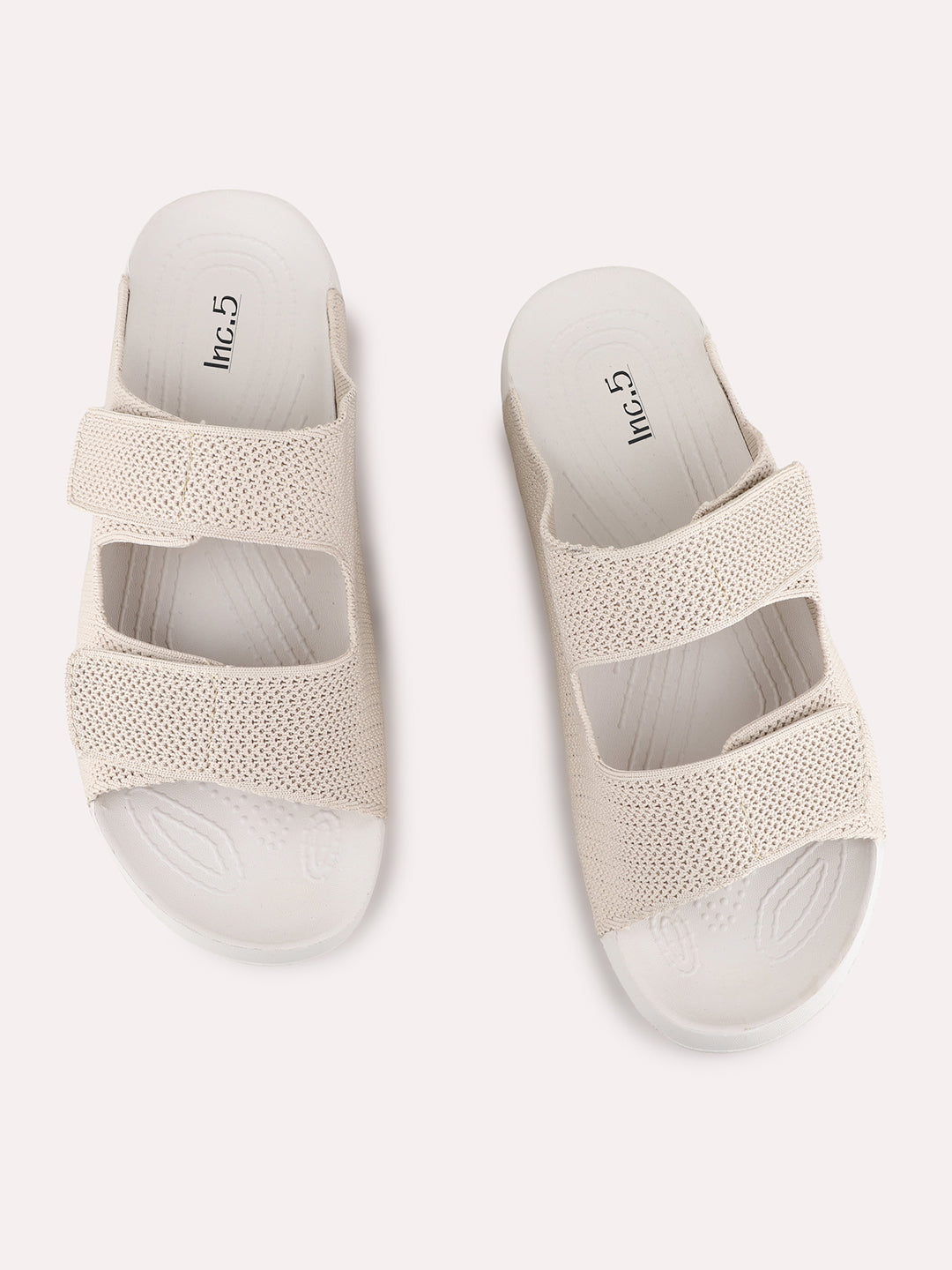 Womens Beige Casual Embellished Open Toe Flat Slip-Ons