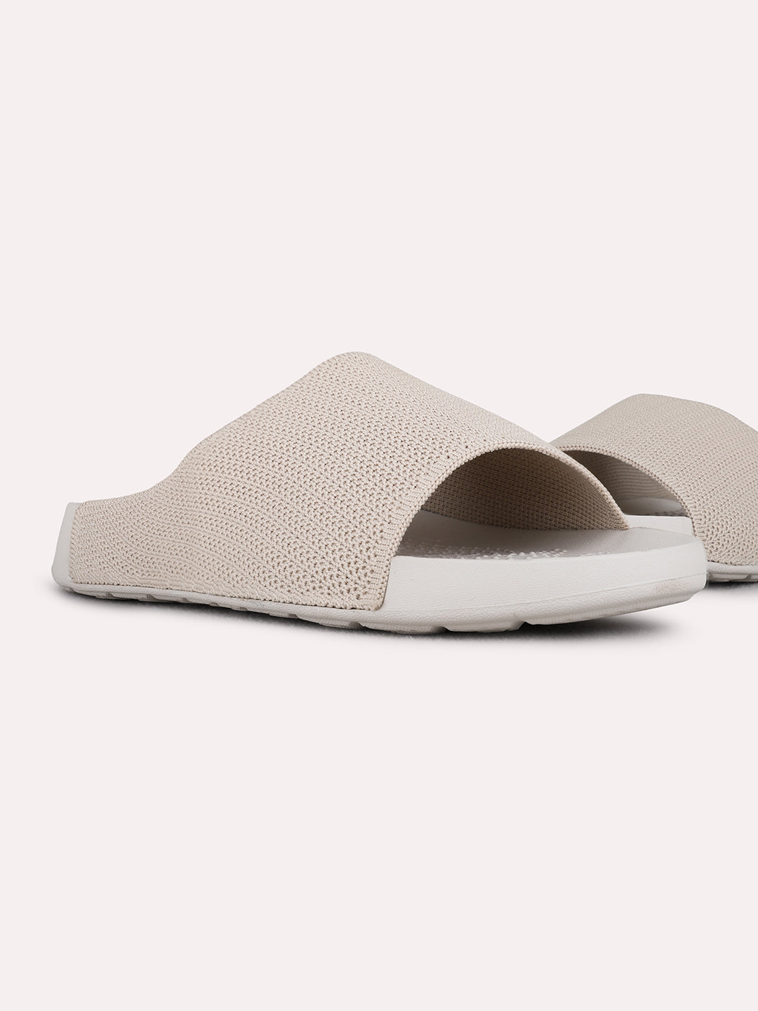 Womens Beige Casual Solid Open Toe Slip-On Flats