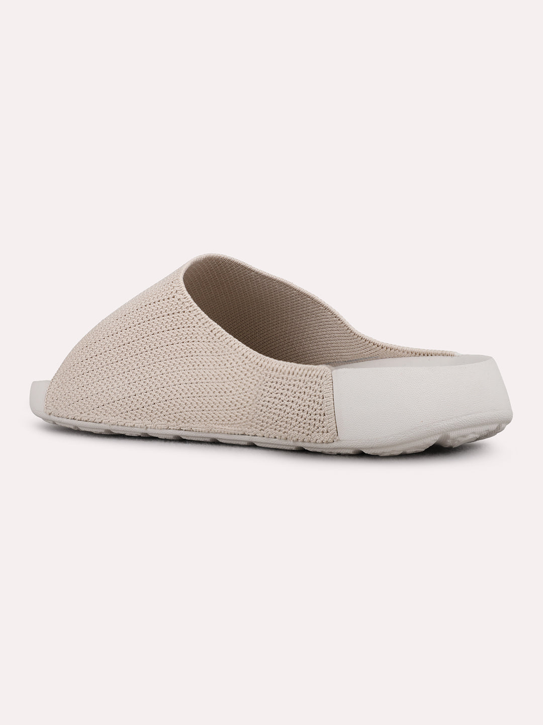 Womens Beige Casual Solid Open Toe Slip-On Flats