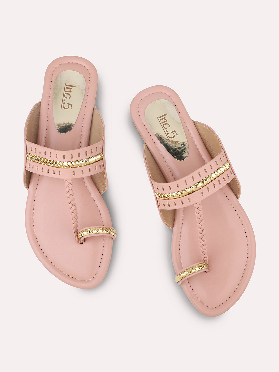 Women Pink Embellished One Toe Flats