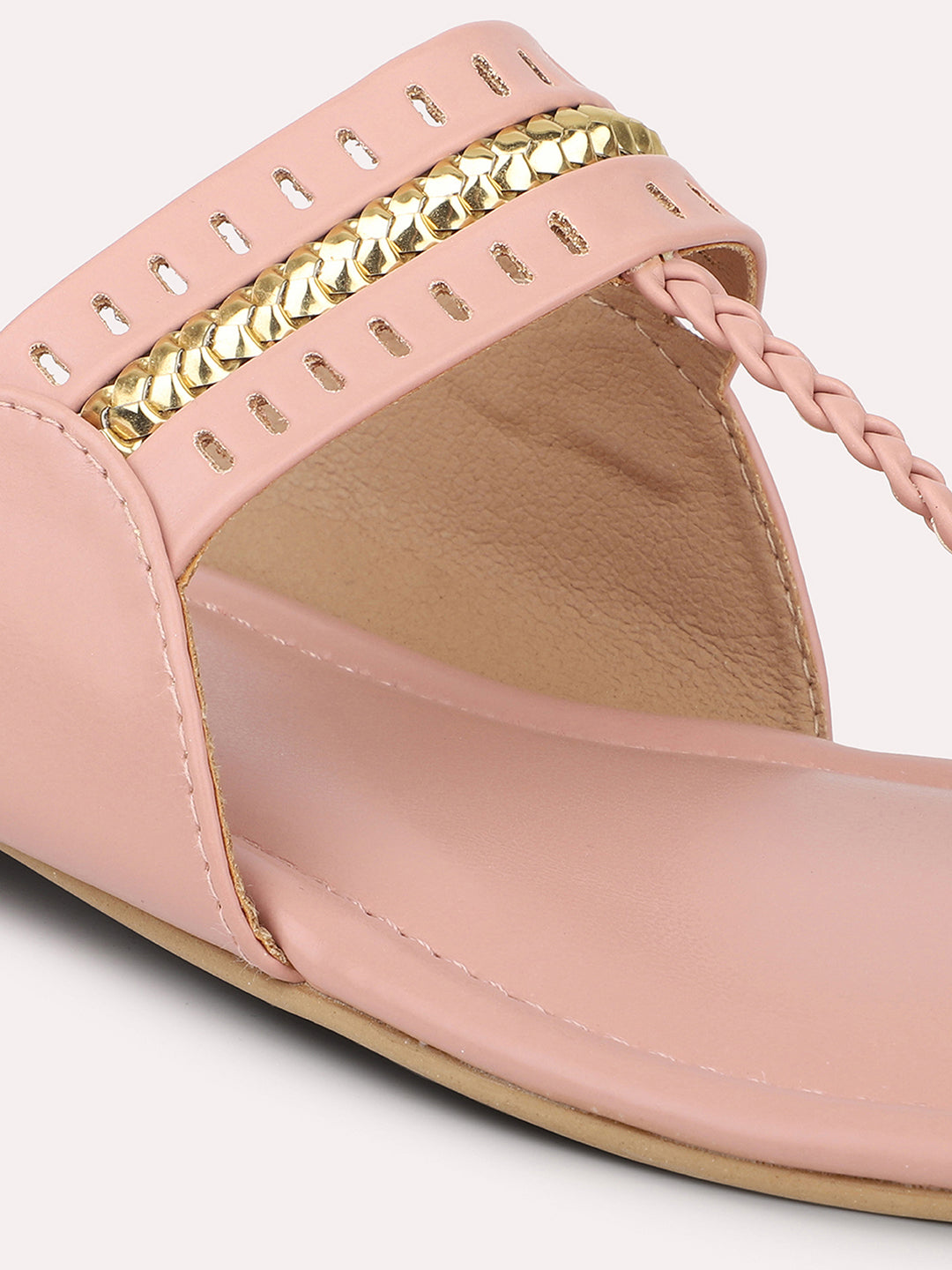 Women Pink Embellished One Toe Flats