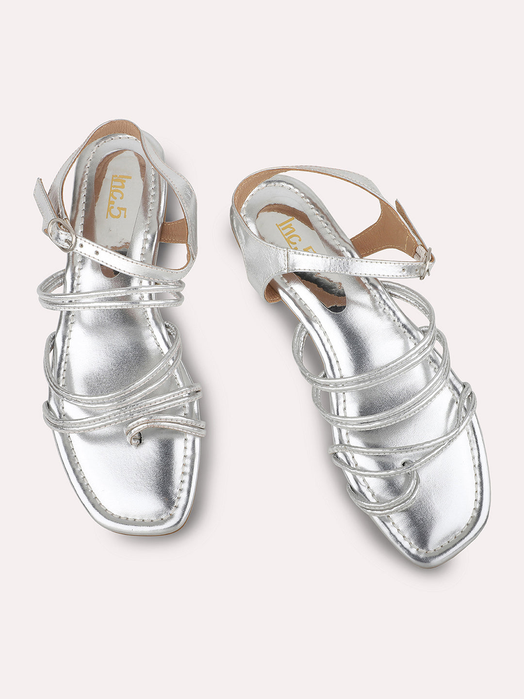 Women Silver One Toe Flats