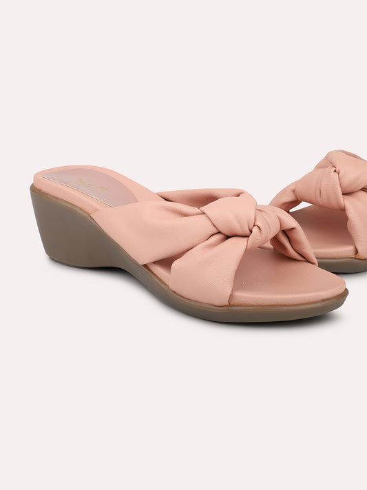 Women Pink Solid Wedge Sandals