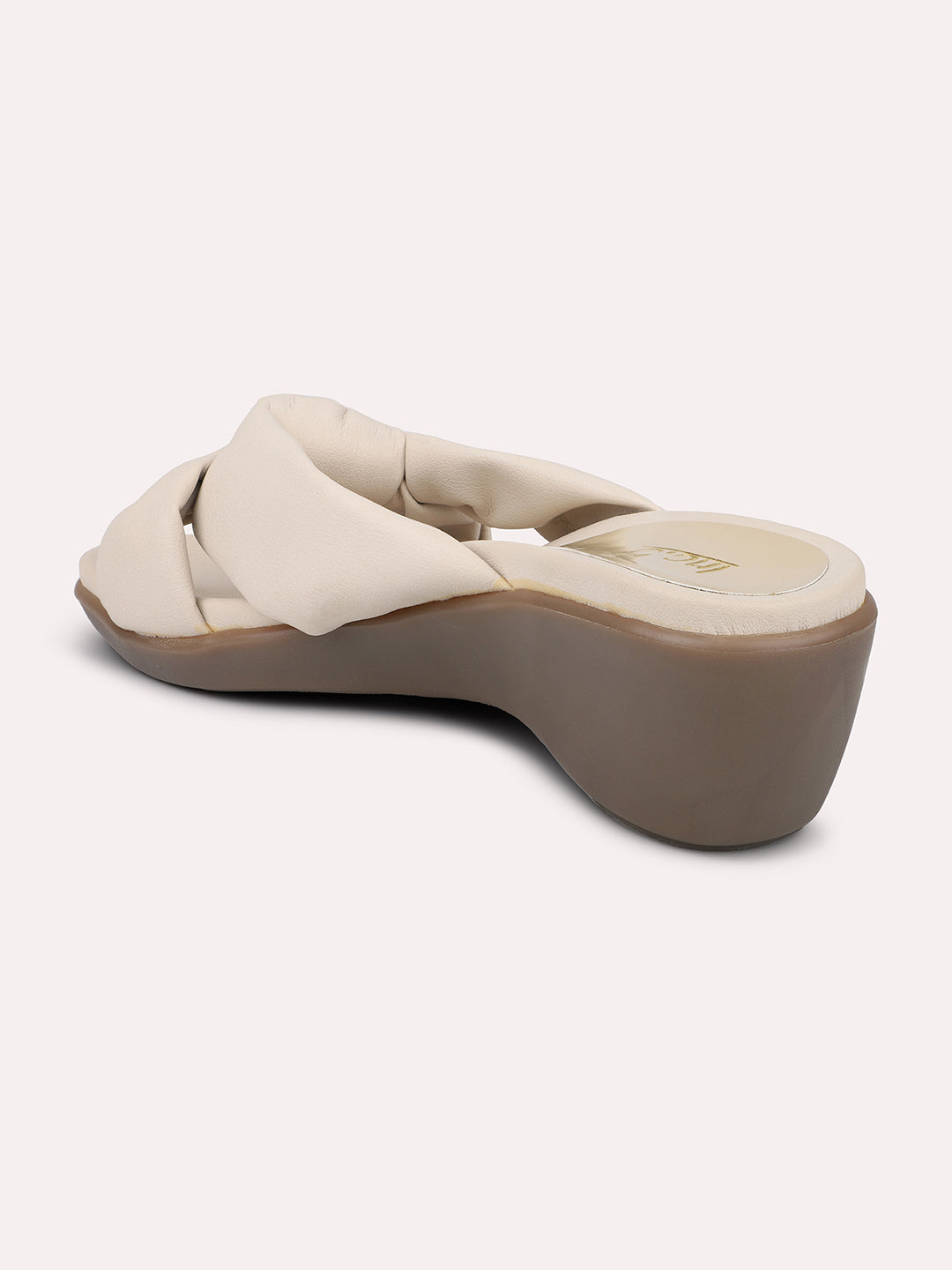 Women Beige Solid Wedge Sandals