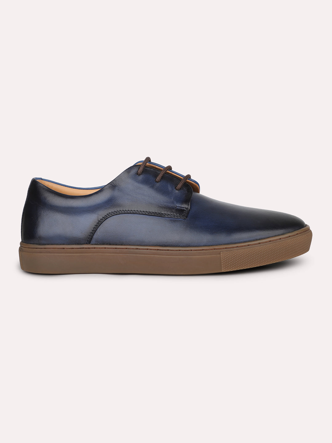 Men Blue Solid Casual Lace-Up Shoes